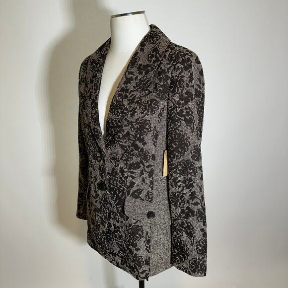 NWD Coldwater Creek Brown Floral Printed Tweed Blazer Suit Jacket Womens Size 12 - Picture 3 of 12